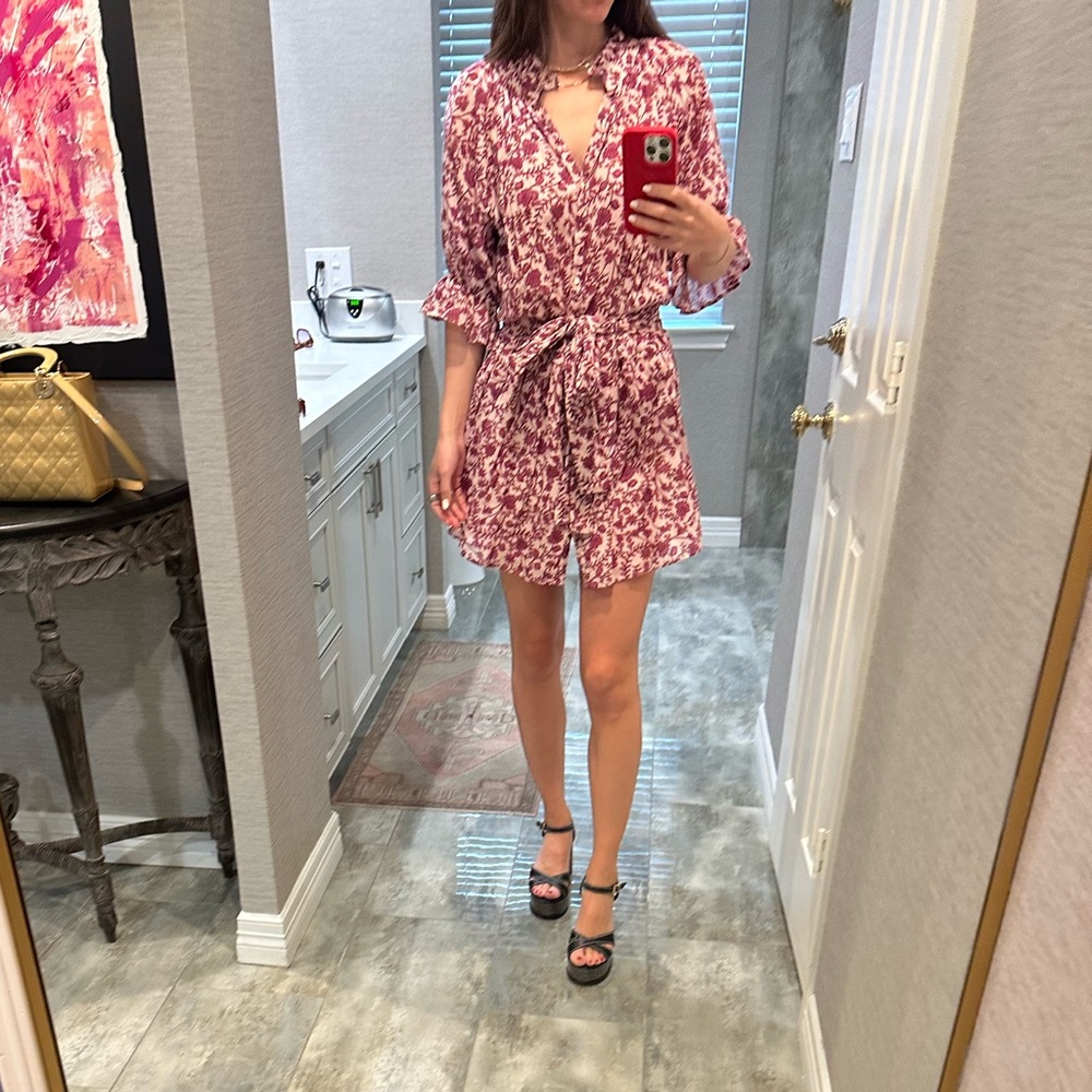 Sundry Burgundy Floral Mini Dress - Picture 4 of 8